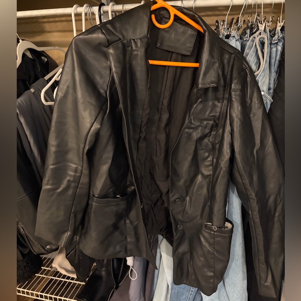 Revolve Black Leather Blazer - image 1